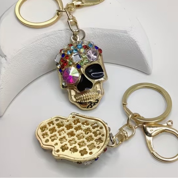 Accessories - Gold and Multicolor Skull Keychain